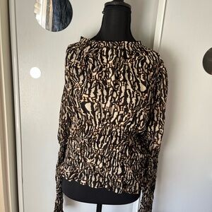 Halogen Brown and Cream Ruched Blouse